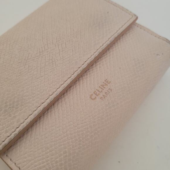 Celine Trifold Compact Wallet Light Pink Leather Small Card Bill Coin Holder - Picture 14 of 14